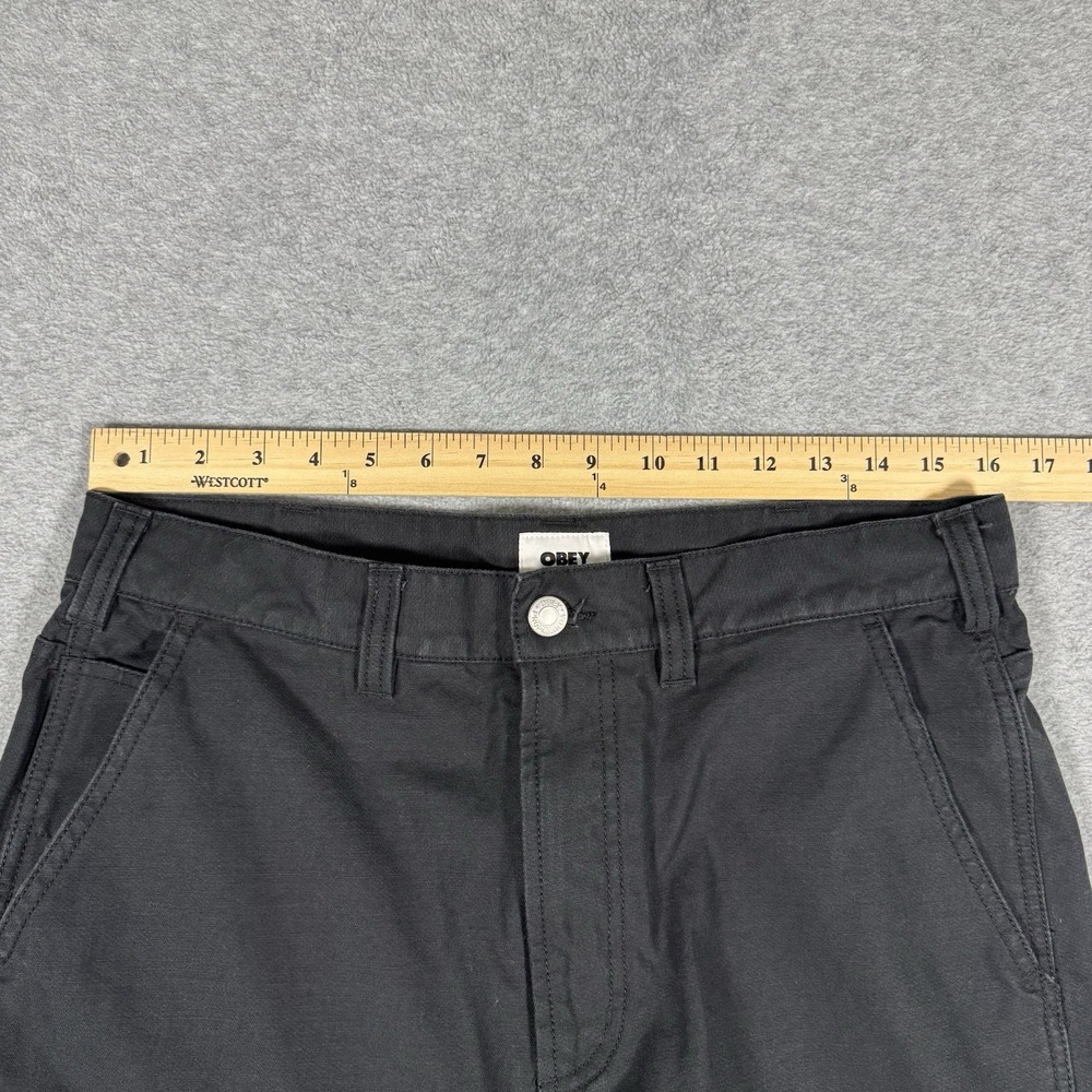 OBEY Carpenter Pants Men's 30 Black White Graphic Utility Workwear Streetwear - Picture 7 of 10